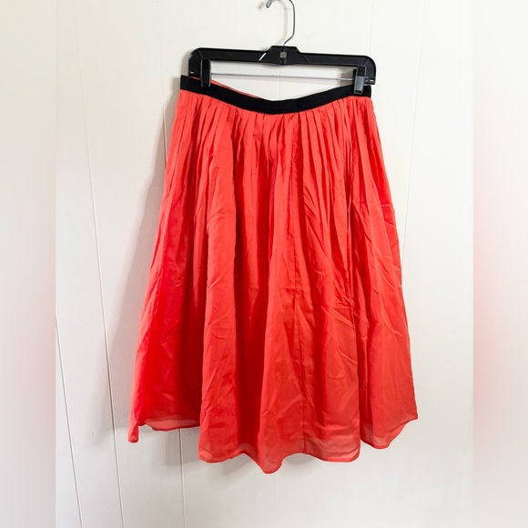 Rachel Comey red orange pleated midi skirt iris size L new - Picture 5 of 6